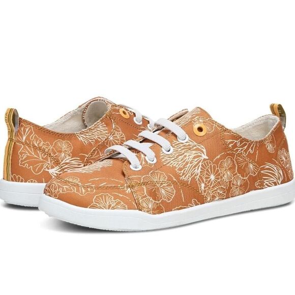 Vionic Pismo Lace-Up Shoes, Starfish Coral Print White Rubber Sole Beachy | 7 - Picture 2 of 12